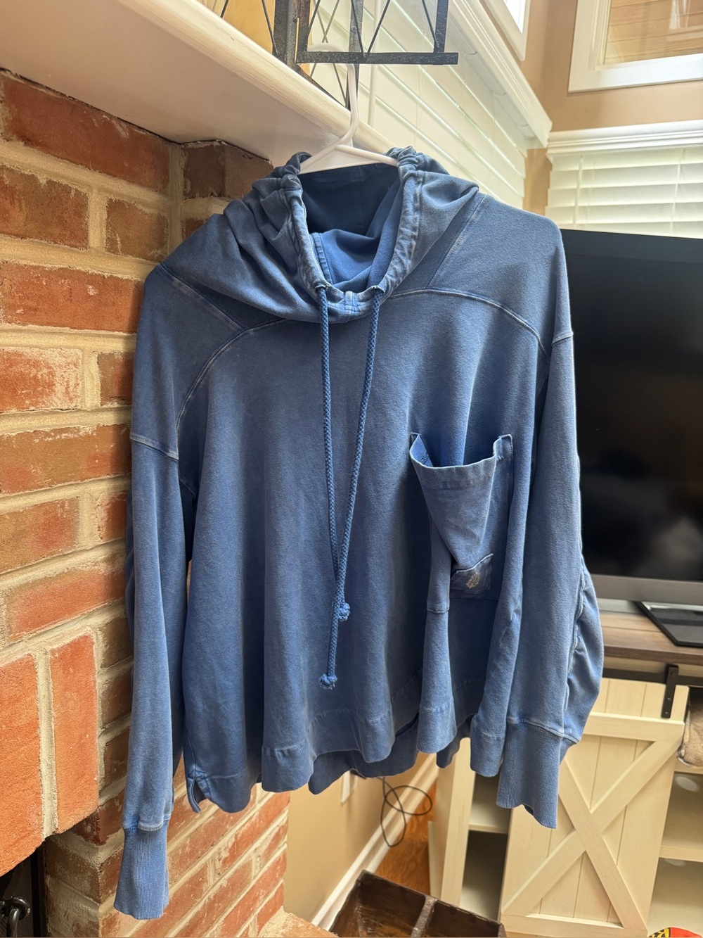 Blue Drawstring Pocket Hoodie